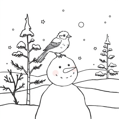 Bird on a Snowman's Head