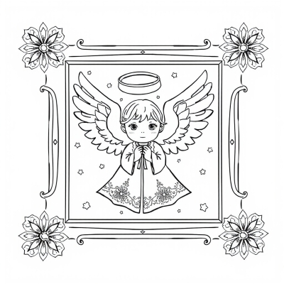Angel in a Frame with Intricate Patterns