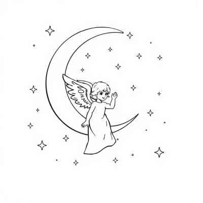Angel on the Crescent Moon