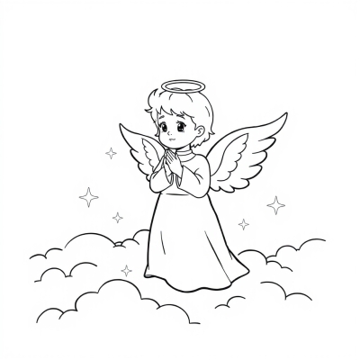 Angel Praying in the Clouds