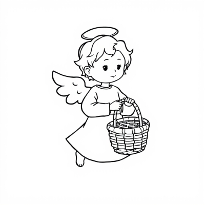 Angel with a Basket and Halo