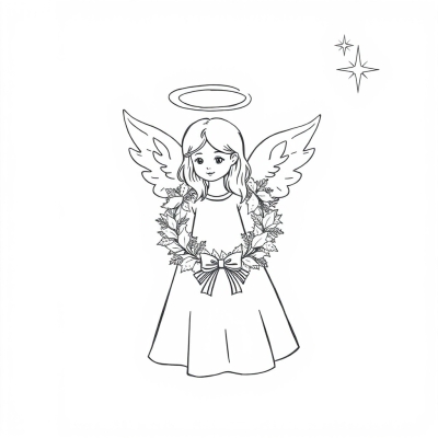 Angel with Christmas Wreath