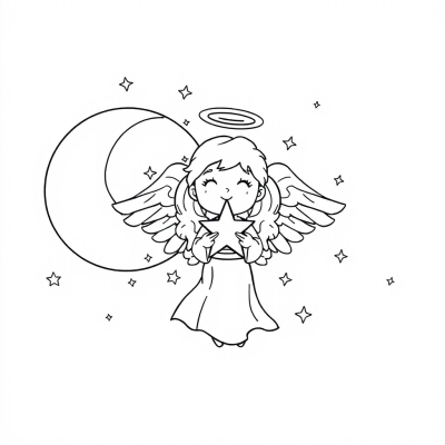 Angel with Star against the Moon