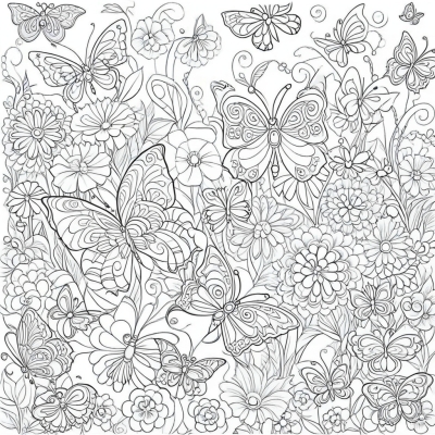 Anti-Stress Butterflies and Flowers