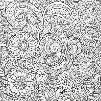 Anti-Stress Doodles with Flowers and Patterns