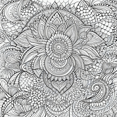 Anti-Stress Floral Zentangle