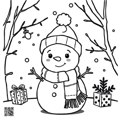 Snowman Baby in Scarf and Hat
