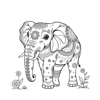 Beautiful Elephant with Intricate Patterns