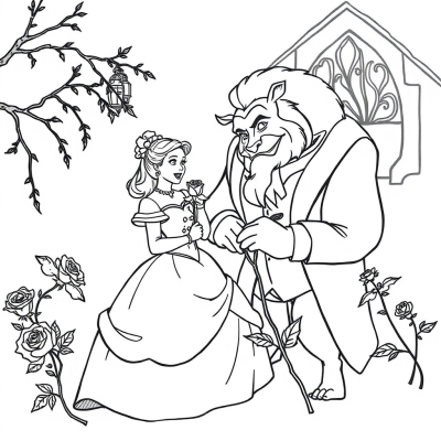 Belle with Rose and Beast