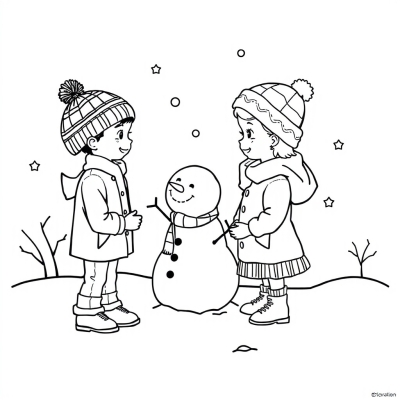 Boy and Girl Built a Snowman