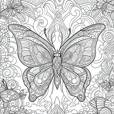 Butterfly in Doodle Patterns