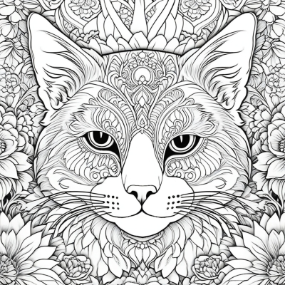 Cat in the Flowers