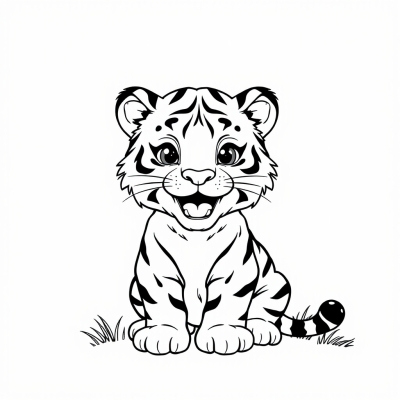 Cheerful Cute Tiger Cub