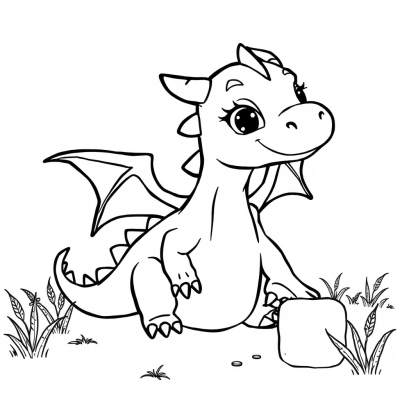 Cute Dragon and Marshmallow