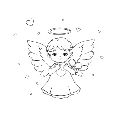 Cute Angel with Hearts
