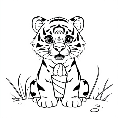Cute Tiger with Ice Cream
