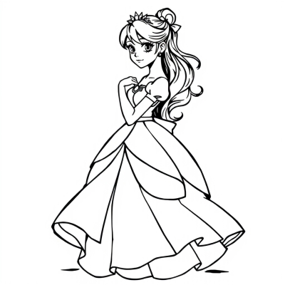 Graceful Anime Princess in a Ball Gown