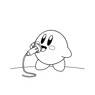 Kirby with a Microphone