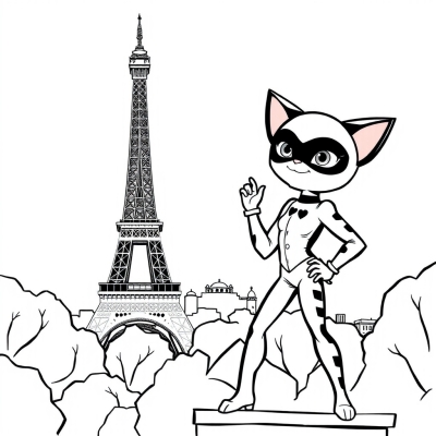 Ladybug and Cat Noir at the Eiffel Tower