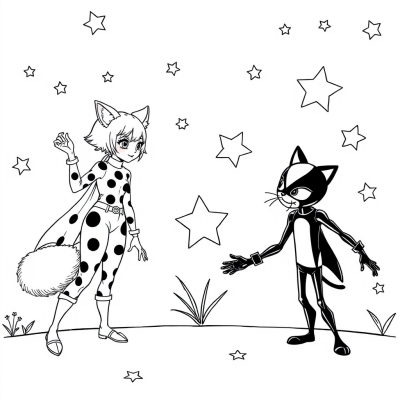 Ladybug and Cat Noir Against the Stars