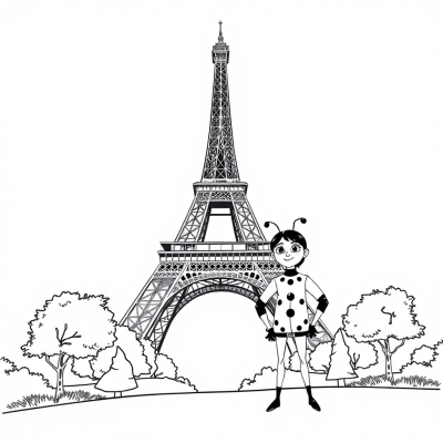 Ladybug in Front of the Eiffel Tower
