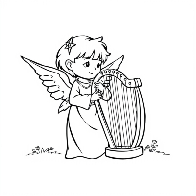 Little Angel Playing the Harp