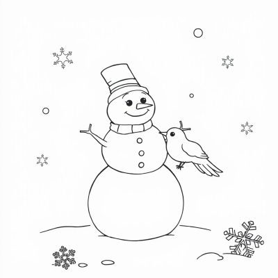 Magical Snowman and Bird