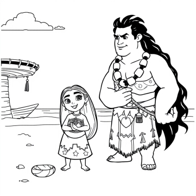 Moana and Maui on the Beach
