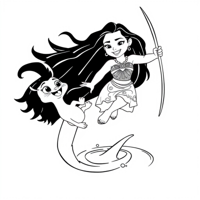 Moana and Pua Jump into the Water
