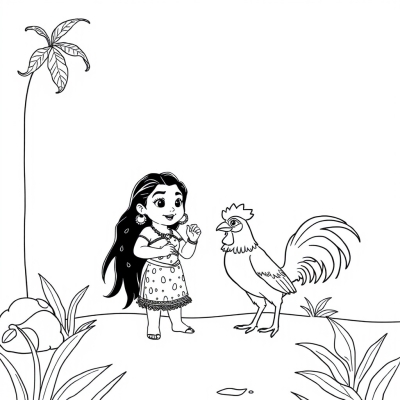 Moana and Heihei the Rooster