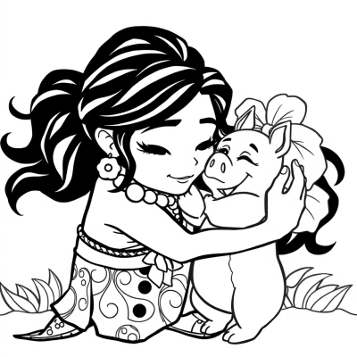Moana Hugs Pig Pua
