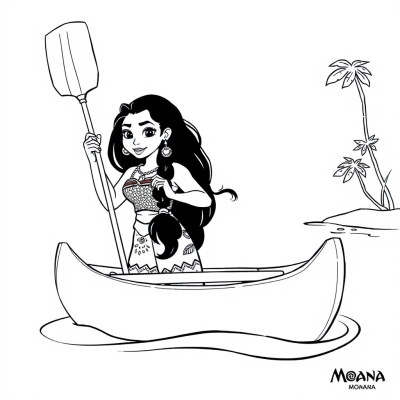 Moana with a Paddle Canoe