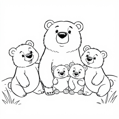 Mama Bear and Three Cubs