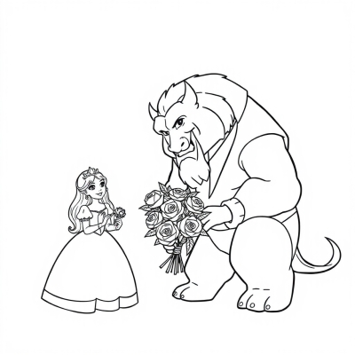 Princess, Beast, and a Bouquet of Roses