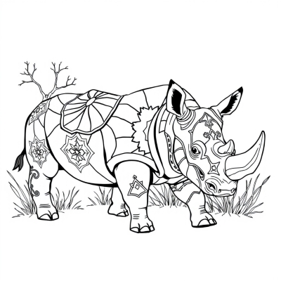 Rhino with Intricate Patterns