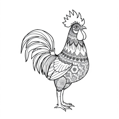 Rooster with Intricate Patterns