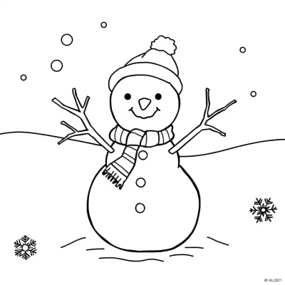 Simple Snowman with Branch Arms