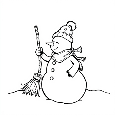 Snowman with a Broom