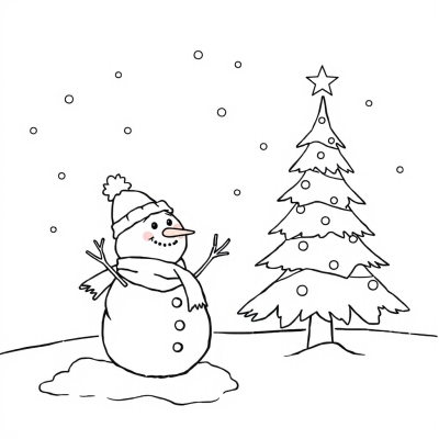 Snowman and Christmas Tree