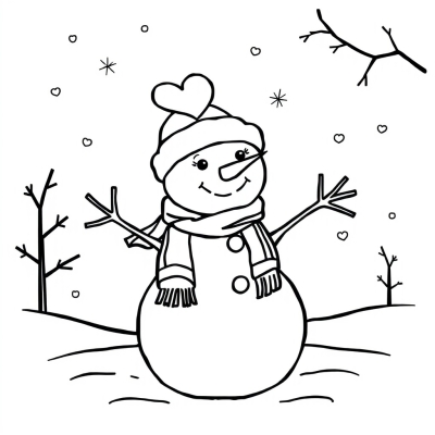 Snowman with Heart Hat