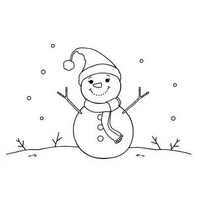 Snowman in a New Year Hat