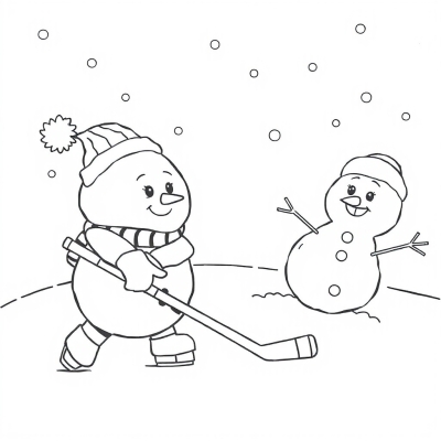 Snowman Playing Hockey