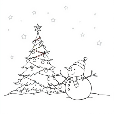 Snowman by the Christmas Tree