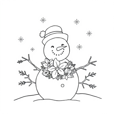 Snowman with Flower Wreath
