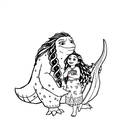 Tamatoa Holds Moana in His Claw