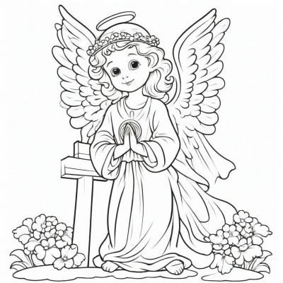 Young Angel Next to the Cross