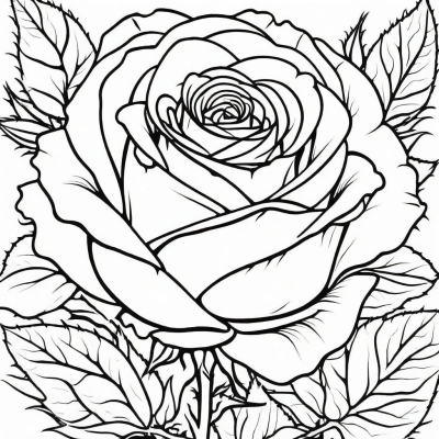 Blooming Rose with Thorns
