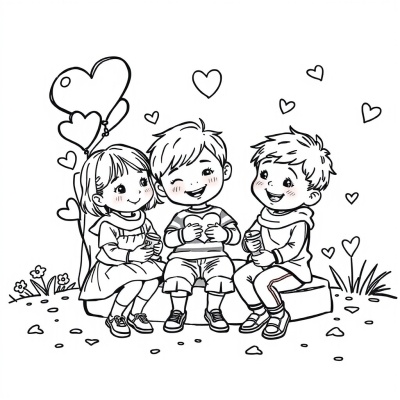 Children on Valentine's Day