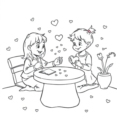 Kids Making Valentines