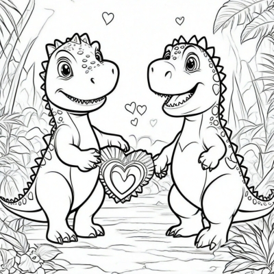 Cute Dinosaurs for Valentine's Day